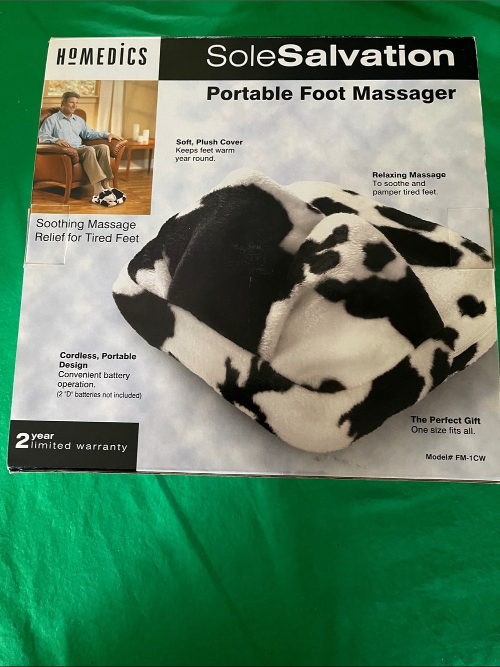 Homedics SoleSalvation Portable Foot Massager - Black & White Cow Print